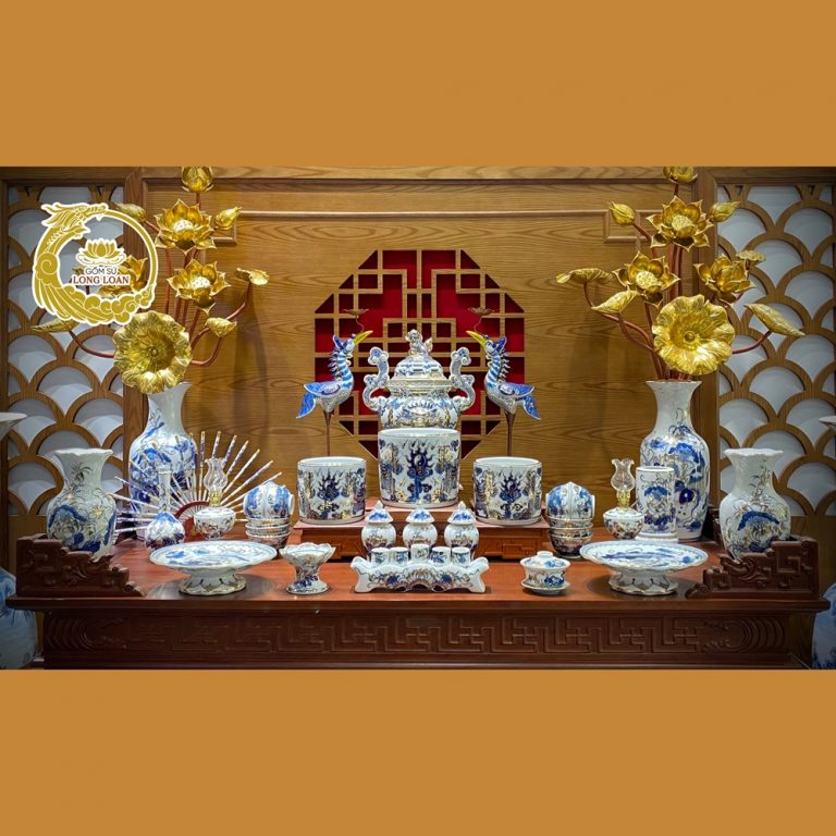 Vàng Kim – Bộ Đồ Thờ Phú Quý – Men Lam