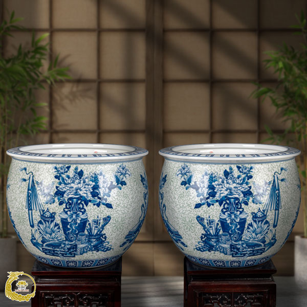 Thống sứ cổ đồ tứ quý – Gốm sứ Bát Tràng cao cấp