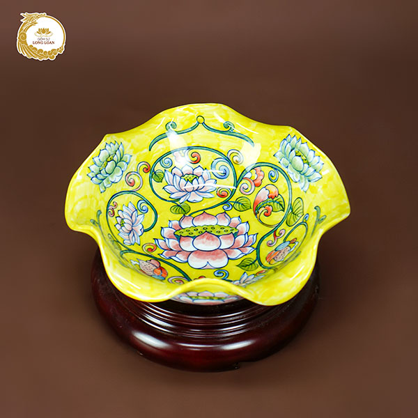 Bát thả hoa vẽ Hoa Sen (miệng lượn) – Gốm sứ Bát Tràng