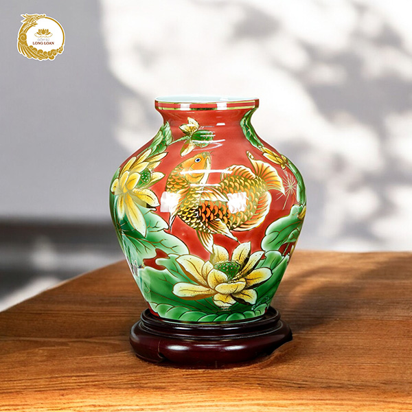 Bình gốm Cá Chép Liên Hoa – Gốm sứ Bát Tràng