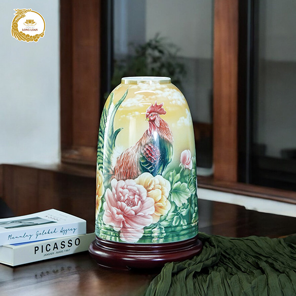 Bình gốm Dáng Xuân Khởi Lộc – Gốm sứ Bát Tràng