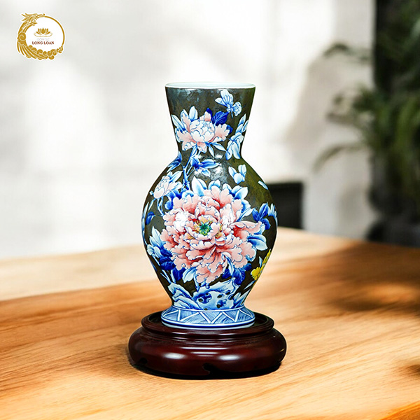 Bình hoa Mẫu Đơn Khai Phú – Gốm sứ Bát Tràng