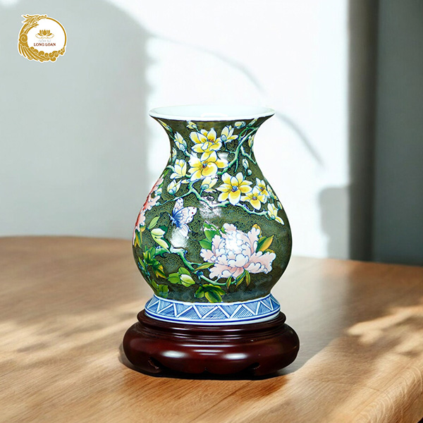 Bình gốm Ngọc Lan Phú Quý – Gốm sứ Bát Tràng