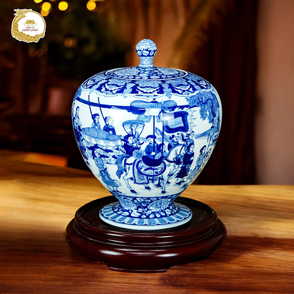 Bình gốm vẽ tích Vinh Quy Bái Tổ – Gốm sứ Bát Tràng