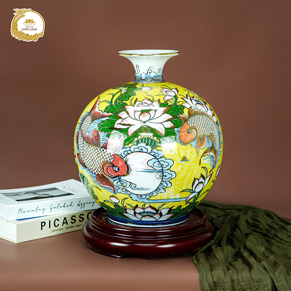 Bình hút lộc Liên Ngư Tịnh Cảnh – Gốm sứ Bát Tràng