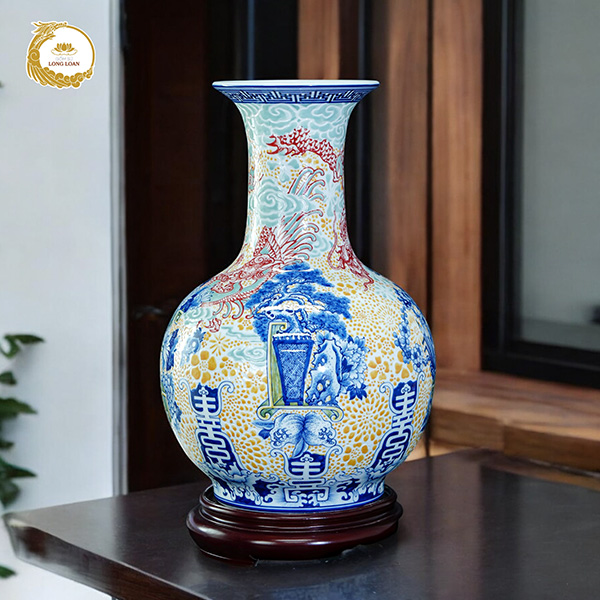 Bình tỏi Tứ Quý – Gốm sứ Bát Tràng