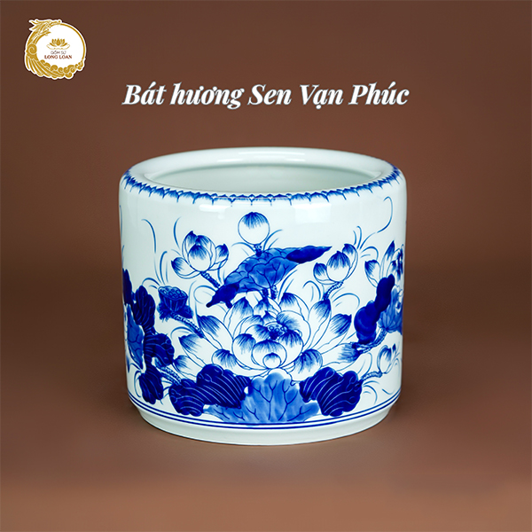 Bát hương Sen Vạn Phúc F18,F20 – Gốm sứ Bát Tràng