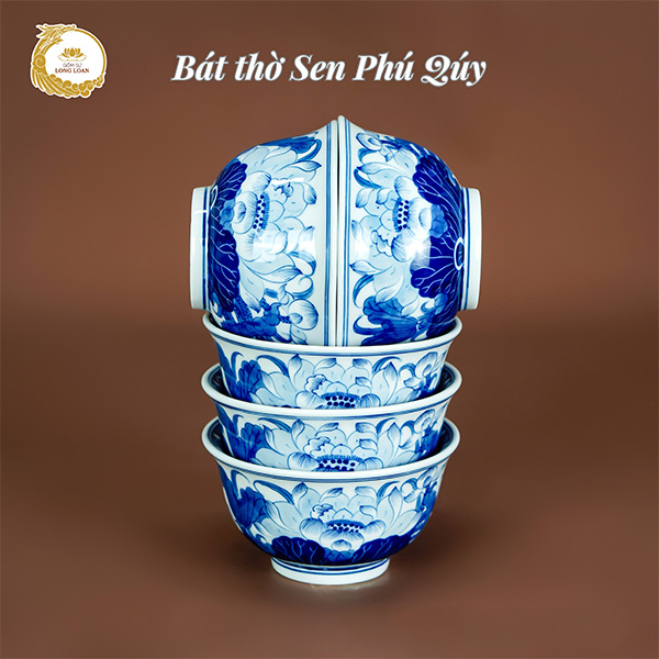 Bộ bát thờ Sen Phú Quý – Gốm sứ Bát Tràng