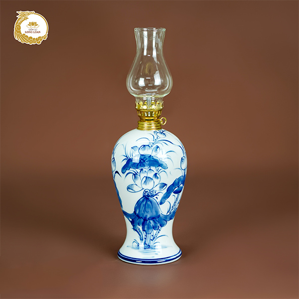 Đèn dầu Sen Lam H28 – Gốm sứ Bát Tràng