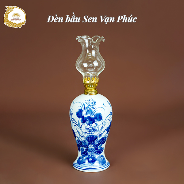 Đèn bầu Sen Vạn Phúc H28 – Gốm sứ Bát Tràng