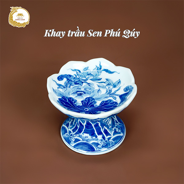 Khay trầu Sen Phú Quý – Gốm sứ Bát Tràng