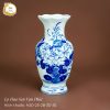 Lọ hoa bàn thờ Sen Vạn Phúc men lam gốm sứ Bát Tràng Long Loan
