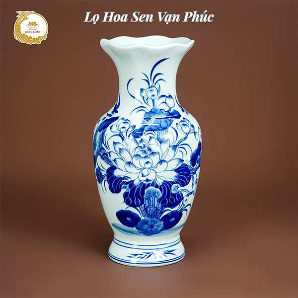 Lọ hoa thờ Sen Vạn Phúc  – Gốm sứ Bát Tràng