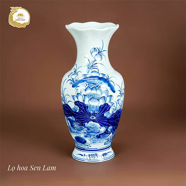 Lọ hoa Sen Lam – Gốm sứ Bát Tràng