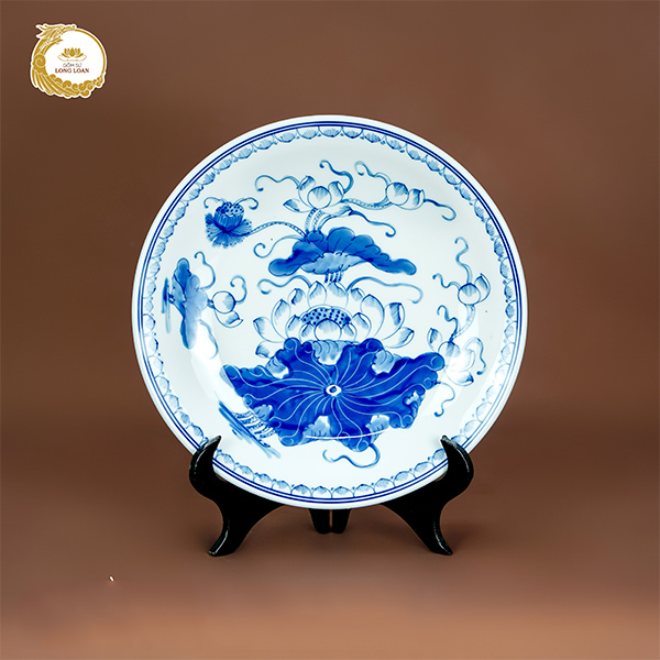 Mâm bồng Sen Lam – Gốm sứ Bát Tràng