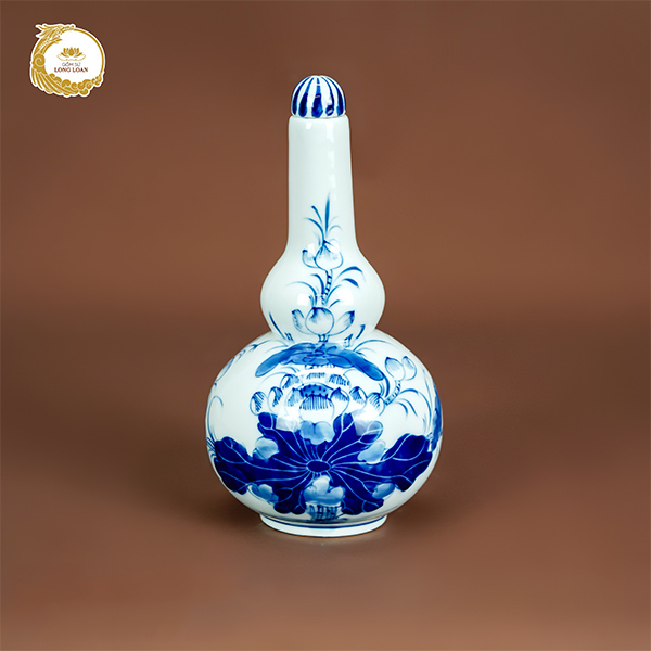 Nậm rượu 2 bầu Sen Lam – Gốm sứ Bát Tràng