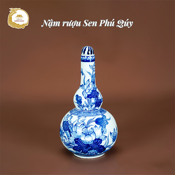 Nậm rượu 2 bầu Sen Phú Quý – Gốm sứ Bát Tràng