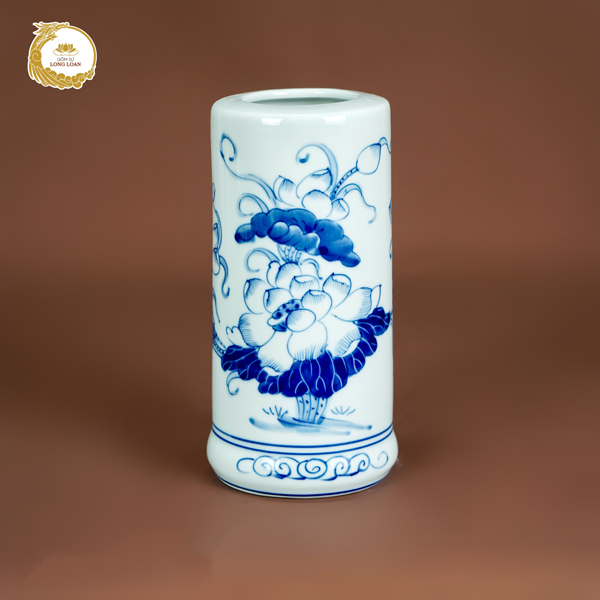 Ống hương Sen Lam – Gốm sứ Bát Tràng