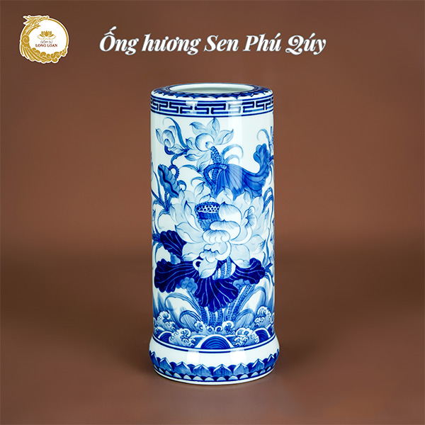 Ống hương Sen Phú Quý – Gốm sứ Bát Tràng