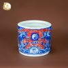 Bát hương song long chầu nguyệt men đỏ gốm sứ Bát Tràng