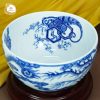 Bát minh đường tụ thủy Long Phụng Sum Vầy men lam gốm sứ Bát Tràng cao cấp