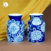 Bình gốm decor hoa cẩm tú cầu men lam gốm sứ Bát Tràng cao cấp Long Loan