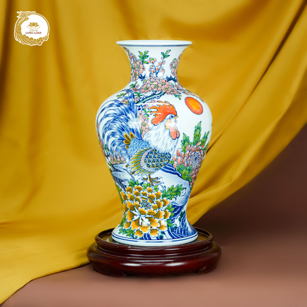 Bình gốm Kê Minh Khai Vận – Gốm sứ Bát Tràng