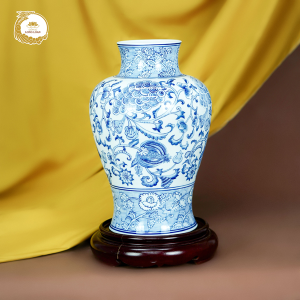 Bình gốm Dây Hoa Men Lam – Gốm sứ Bát Tràng