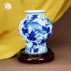 Bình gốm Ngũ Phúc Liên Hoa men lam gốm sứ Bát Tràng