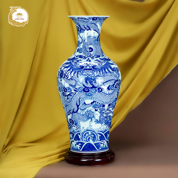 Bình gốm Thanh Long Trấn Phúc men lam – Gốm sứ Bát Tràng