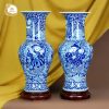 Bình gốm Tiên Cầm Dâng Nhạc men lam gốm sứ Bát Tràng