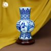 Bình gốm vẽ tích Văn Chương Cầu Hiền men lam gốm sứ Bát Tràng