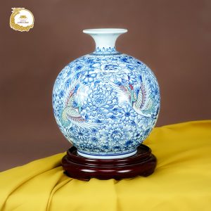 Bình hút lộc Bát Tràng Hạc Vũ Trường Xuân gốm sứ Long Loan cao cấp