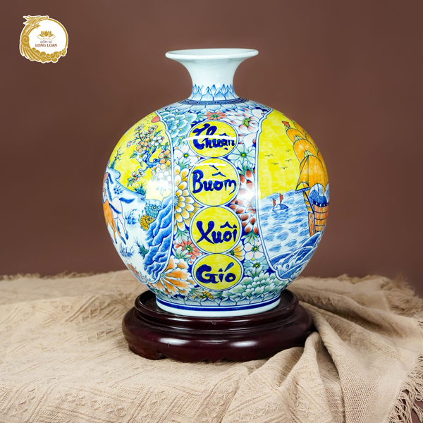 Bình hút tài lộc Công Thành Danh Toại gốm sứ Bát Tràng - Thuận buồm xuôi gió