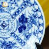 Đĩa phong thủy Tứ Quý men lam gốm sứ Bát Tràng