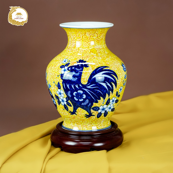 Bình gốm 12 con giáp gà dần gốm sứ Bát Tràng