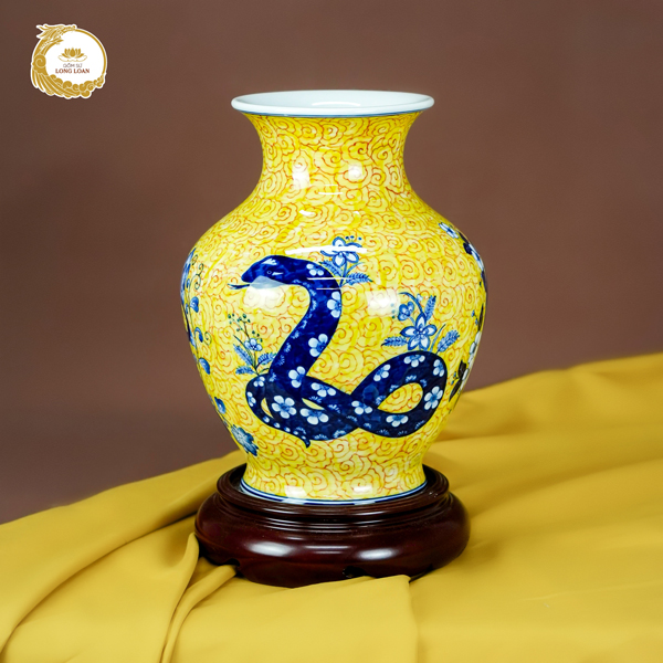 Bình gốm 12 Con Giáp – Rắn Gà Chó (Tỵ-Dậu-Tuất) – Gốm sứ Bát Tràng